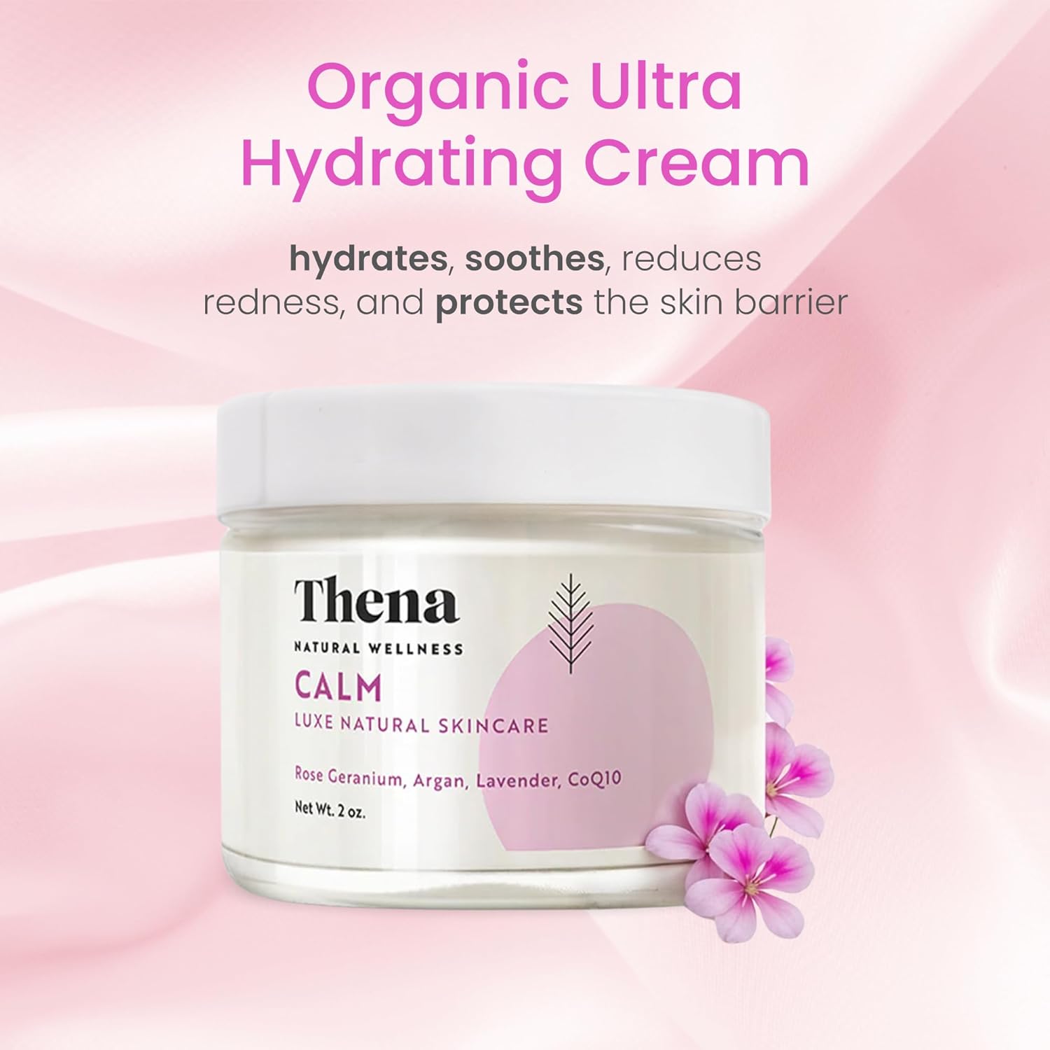 THENA CALM Face Moisturizer Cream Organic & Natural Skin Care, Ultra Hydrating With Hyaluronic Acid & Lavender Plant-based Skincare Anti aging Face Cream Dry Skin Facial Moisturizer For Women Men - Image 2