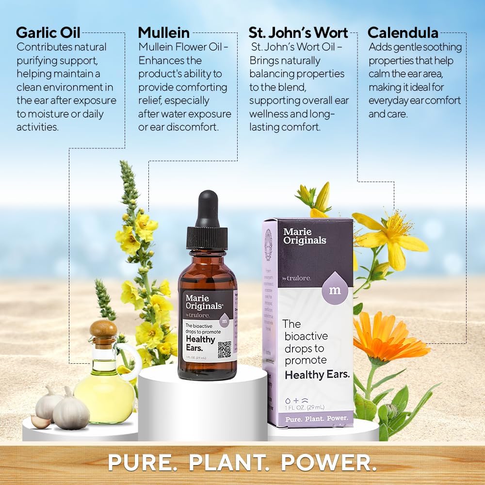 Marie Originals Natural Mullein Garlic Ear Oil Drops 1 oz Soothes Pain & Aids Wax Removal - Image 3