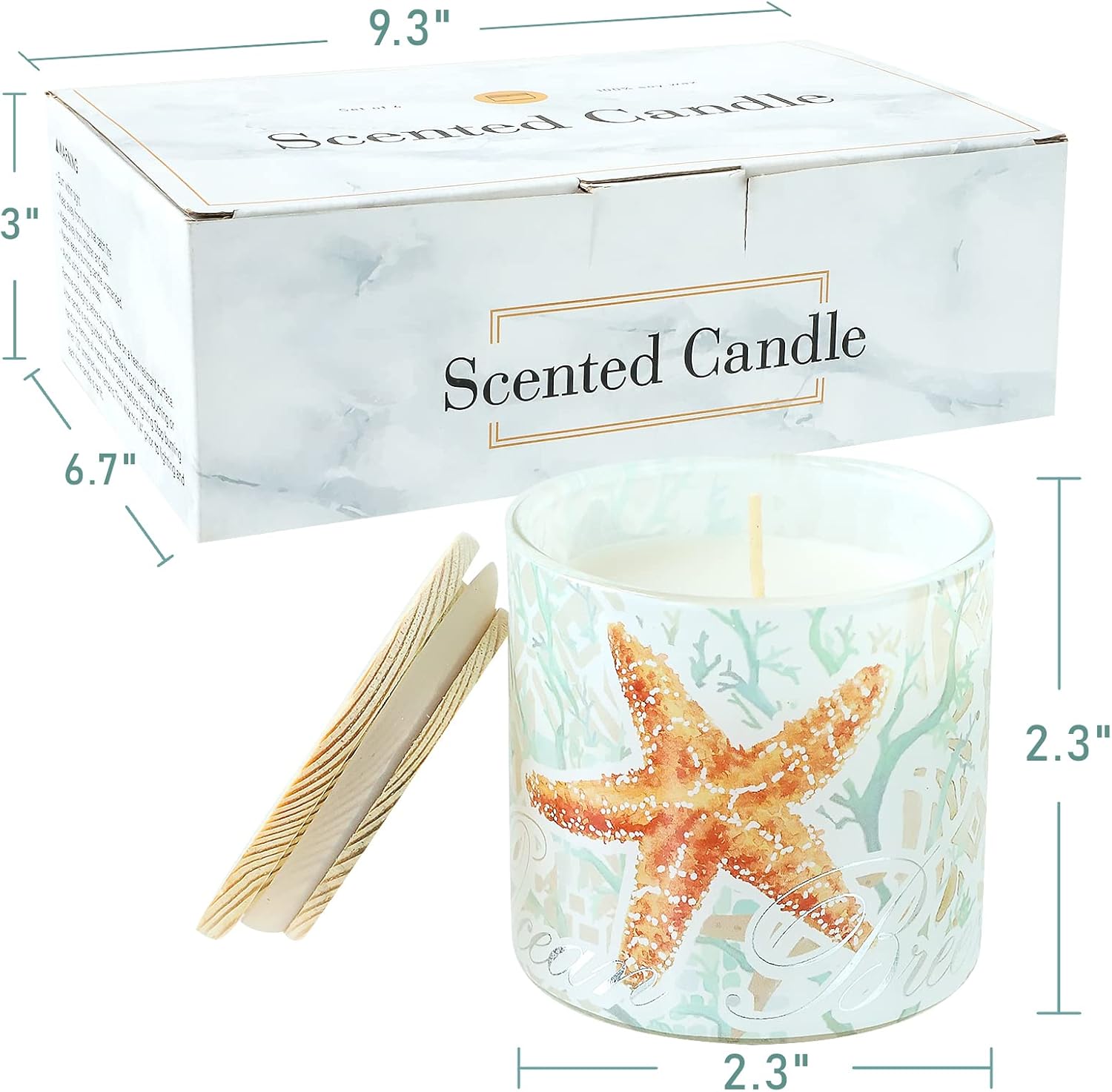 Jar Candles Scented with Lid Gift Set of 6 Ocean Theme Jar Different Fragrance Candles Soy Wax Aromatherapy Jar Candles Take Harsh Smells Away Candle for Home Scented Stress Relief and Relaxation - Image 5
