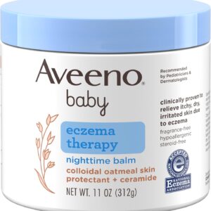 Aveeno Baby Eczema Therapy Nighttime Moisturizing Body Balm, Soothes & Relieves Dry, Itchy Skin from Eczema, HSA/FSA Eligible, Hypoallergenic, Fragrance- & Steroid-Free, 11 oz