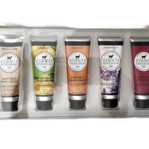 Dionis Hand Cream Gift Set, 5 Pack, Vanilla Bean, Lemon Burst, Peach Delight, Lavender Vanilla, Berrylicious