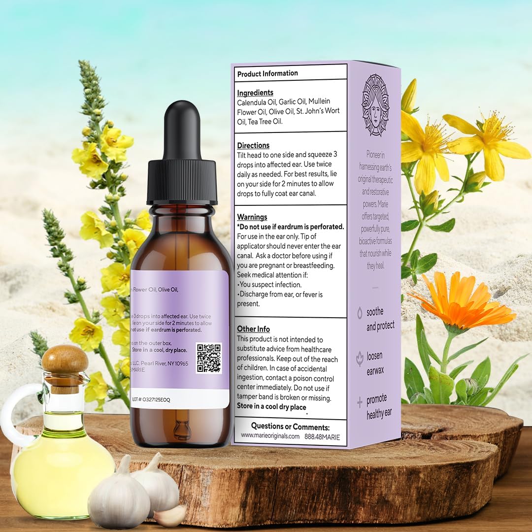 Marie Originals Natural Mullein Garlic Ear Oil Drops 1 oz Soothes Pain & Aids Wax Removal - Image 7