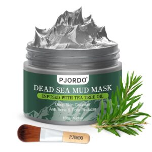 Dead Sea Mud Mask with Tea Tree Oil for Face and Body, Deep Cleansing Facial Clay Mask for Acne, Blackheads, Minimize Pores, Moisturizing, Natural Skin Care for Women and Men, 5.29oz/150g