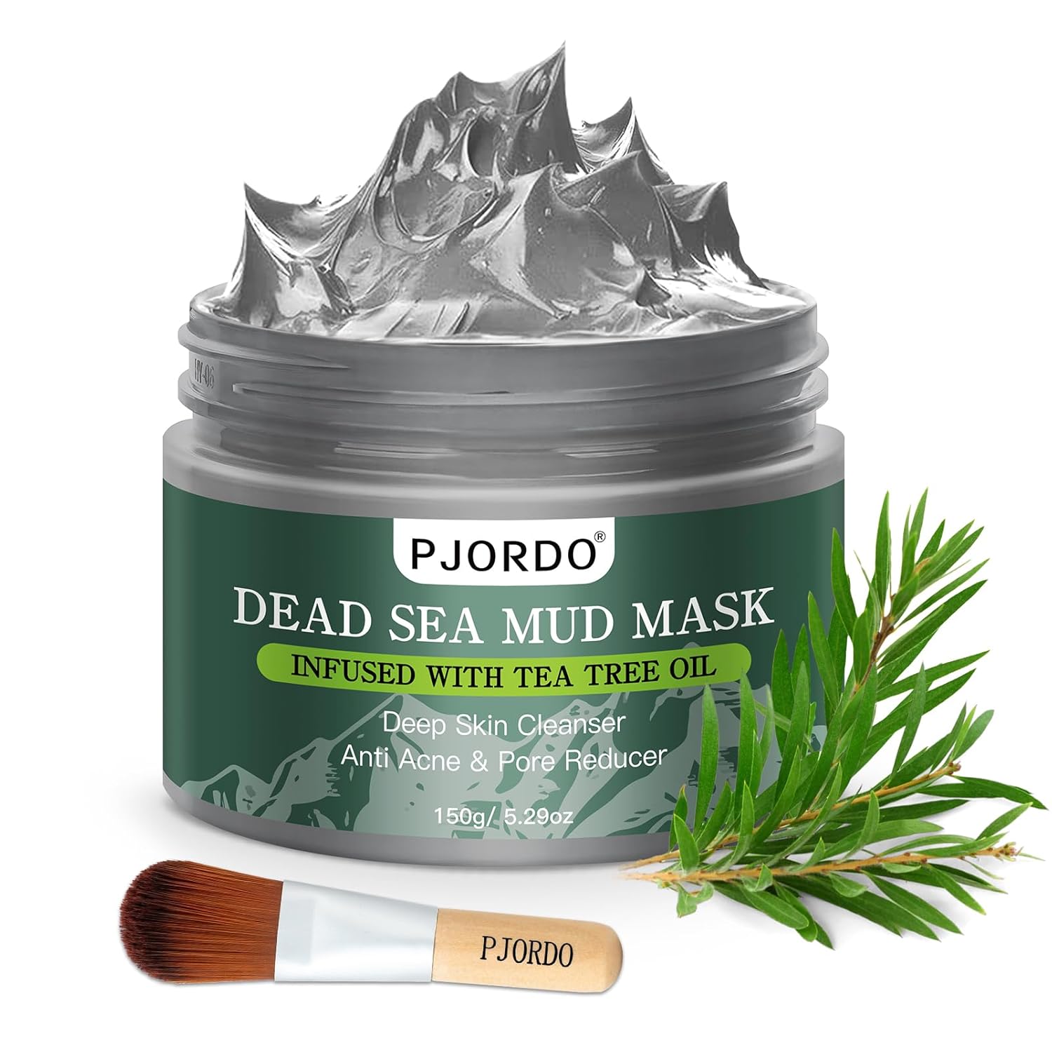 Dead Sea Mud Mask with Tea Tree Oil for Face and Body, Deep Cleansing Facial Clay Mask for Acne, Blackheads, Minimize Pores, Moisturizing, Natural Skin Care for Women and Men, 5.29oz/150g