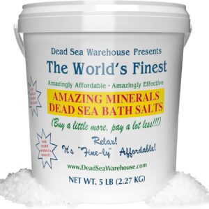 Dead Sea Warehouse-Amazing Minerals Dead Sea Bath Salts,100% Full Mineral Therapeutic Bath Salts, Detoxifying & Moisturizing, Exfoliating for Dry Skin, Unscented(5 lbs)