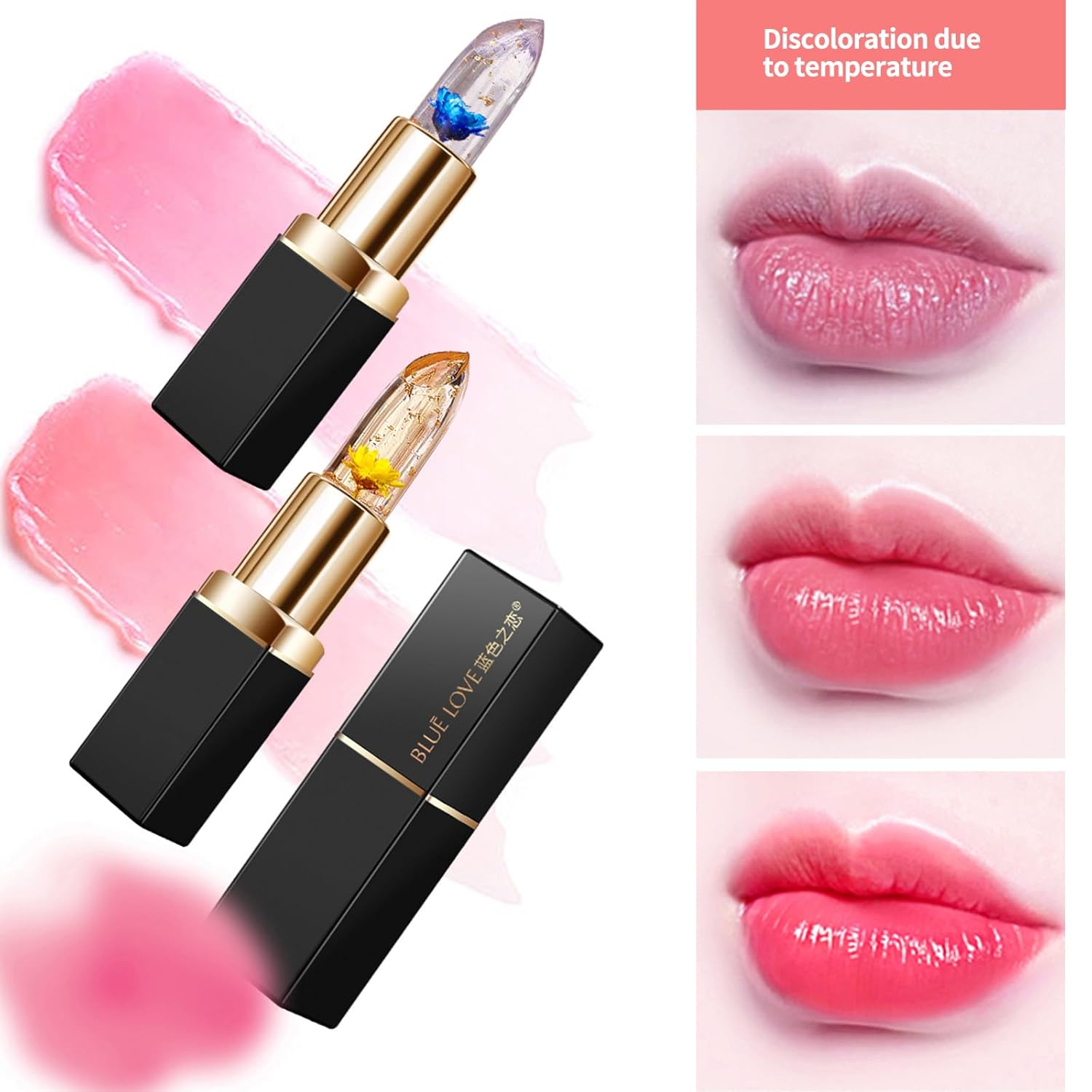 BLUE LOVE Color Changing Jelly Lipstick Hydrating Flower Balm Long-Lasting Moisturizer 2 Count Pack - Image 5