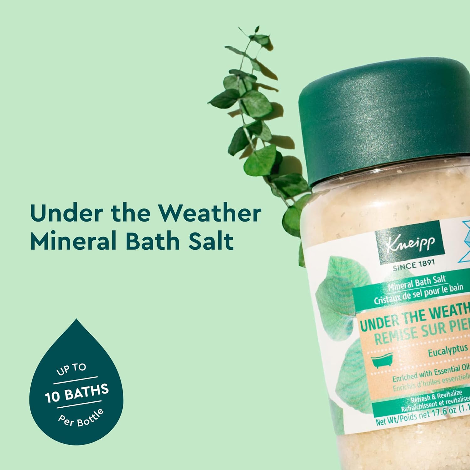 Kneipp Eucalyptus Mineral Bath Salt for Respiratory Wellness - 17.6 oz - Up to 10 Relaxing Baths - Image 2