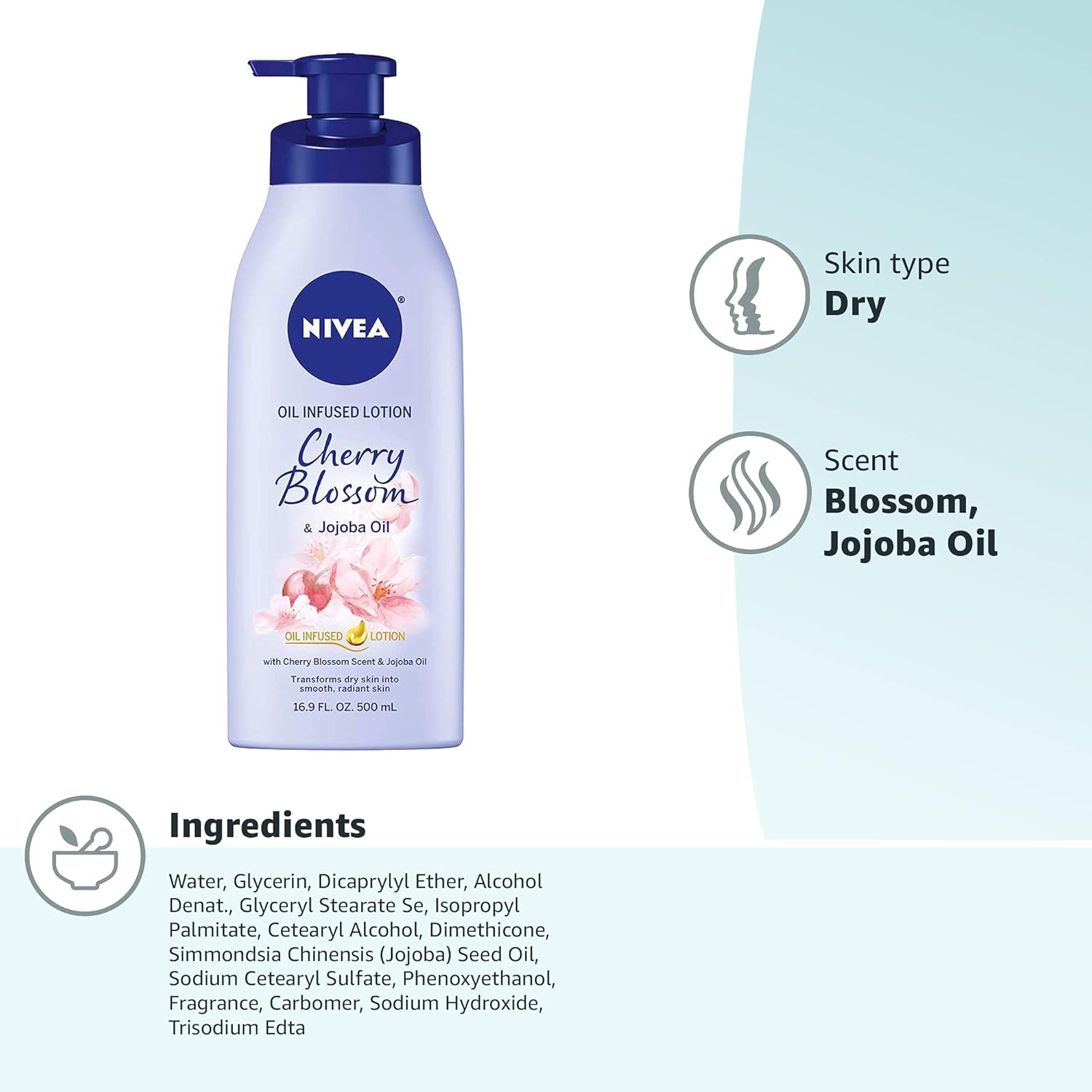 NIVEA Cherry Blossom Jojoba Oil Body Lotion for Women 16.9 Fl Oz Fast-Absorbing 48 Hour Moisture - Image 14