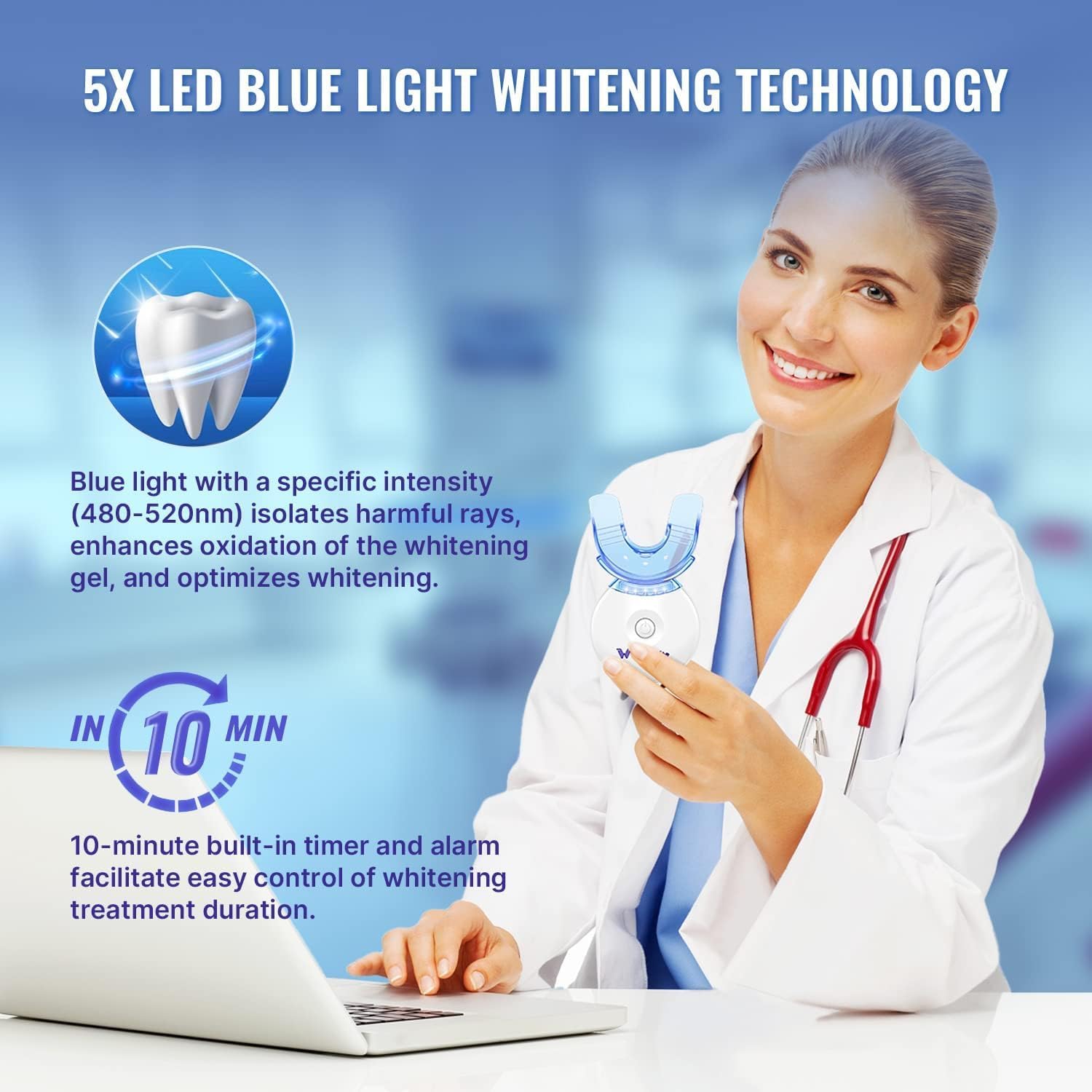 Whitebite Pro Teeth Whitening Kit for Sensitive Teeth | 4 Whitening Gels & 2 Remineralizing Gels | LED Light System for Fast Results | Professional Dental Grade | Enamel Safe - Image 2