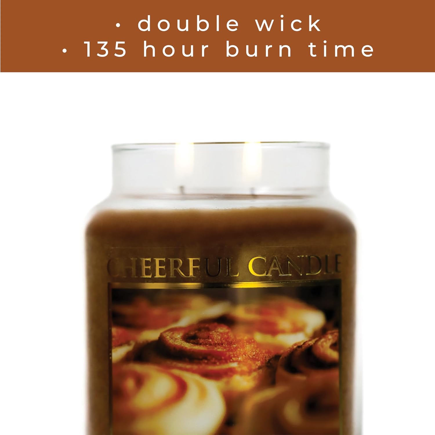A Cheerful Giver — Praline Caramel Sticky Buns - 24oz Large Scented Candle Jar with Lid - Cheerful Candle - 135 Hours of Burn Time, Christmas Gift for Women, Brown - Image 4