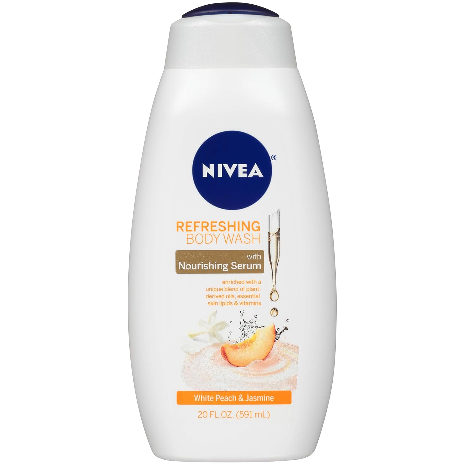 NIVEA Refreshing Body Wash Set Nourishing Serum Dry Skin Basil White Tea White Peach Jasmine 20 Fl Oz - Image 2