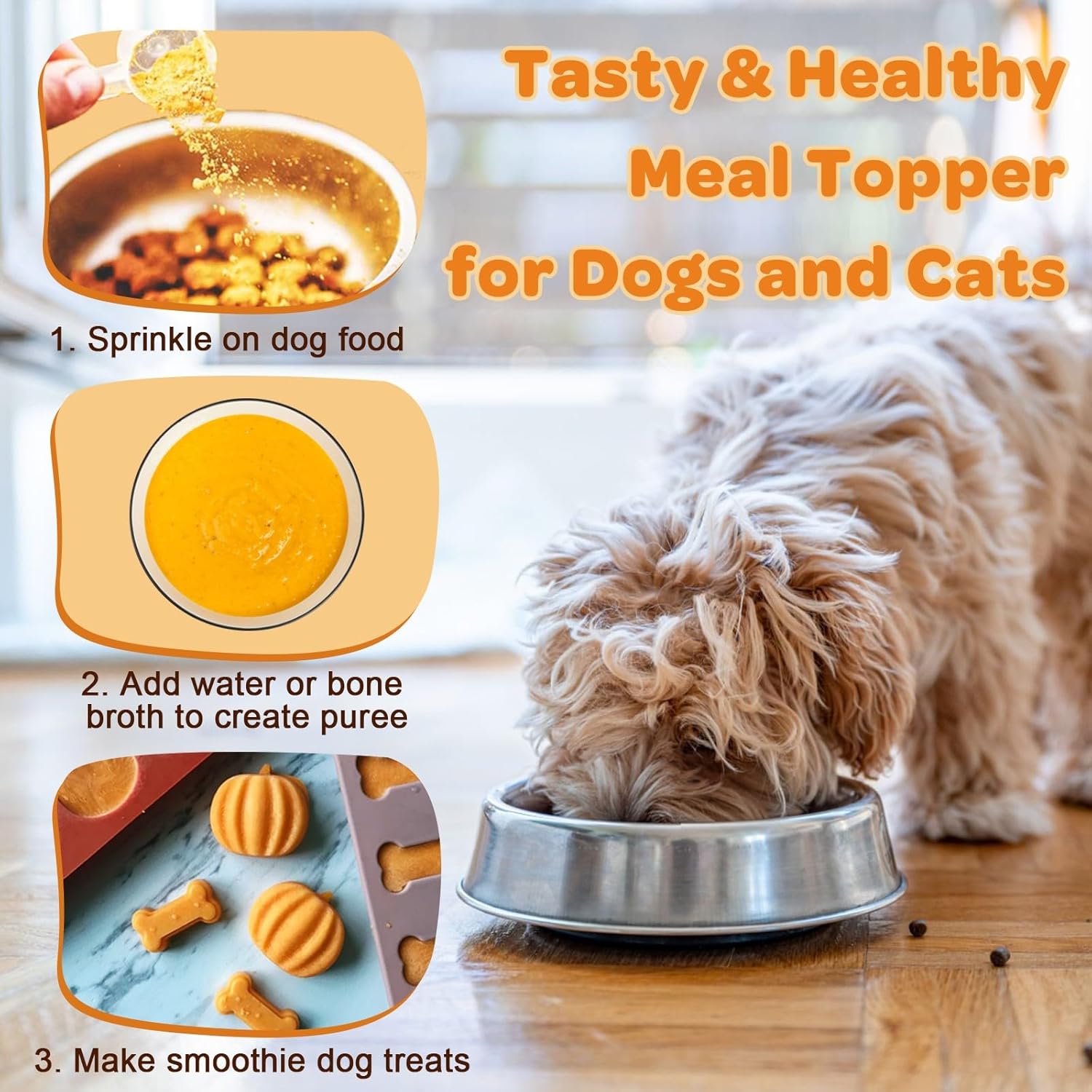 Pumpkin for Dogs - Natural Fiber for Dogs and Cats, with Apple, Dog Probiotics for Digestive Health, Support Firm Stool, Diarrhea, Constipation, Add Water to Make Pumpkin Puree for Dogs, 10.58 oz - Image 8