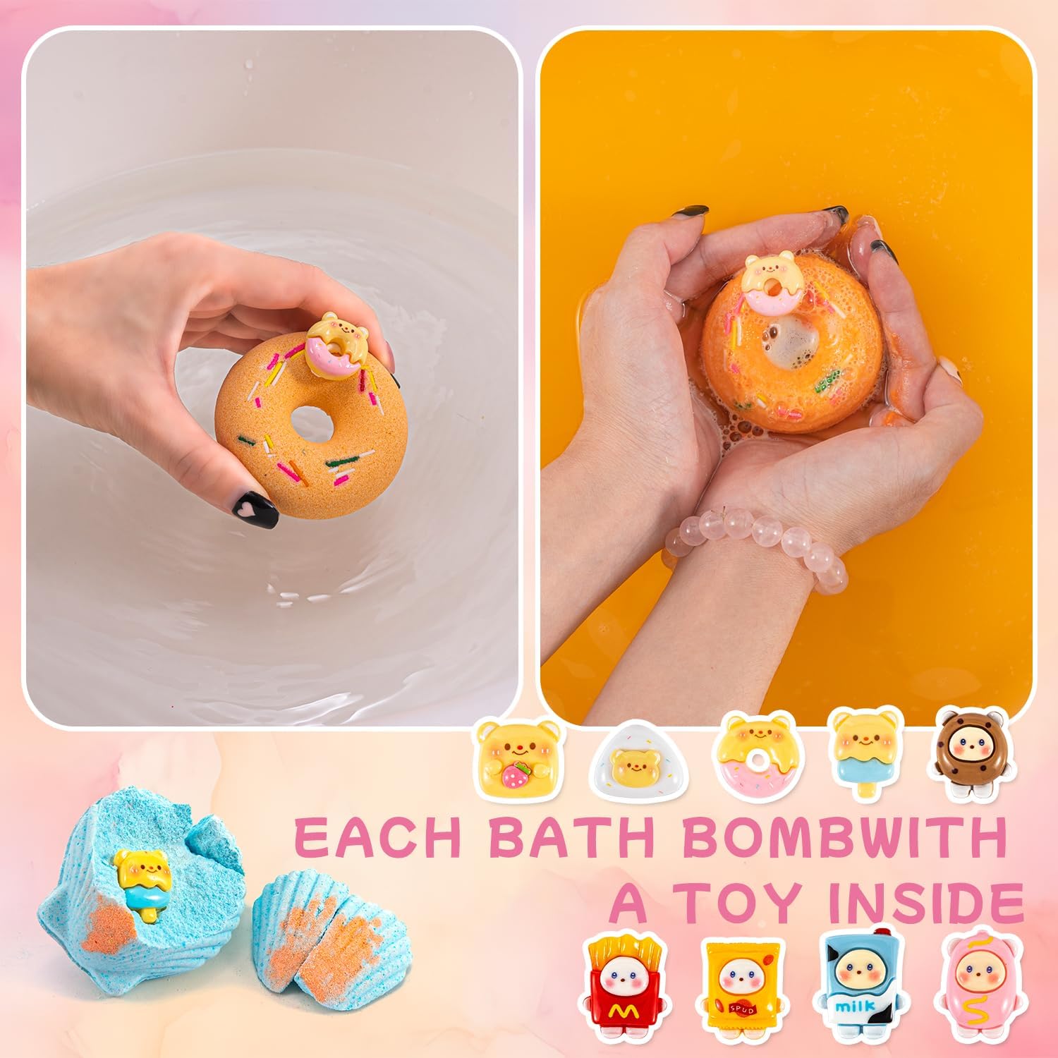 BusyMouth 9 Piece Kids Bath Bomb Gift Set with Surprise Toys for Non-Toxic Bubble Fun - Image 3