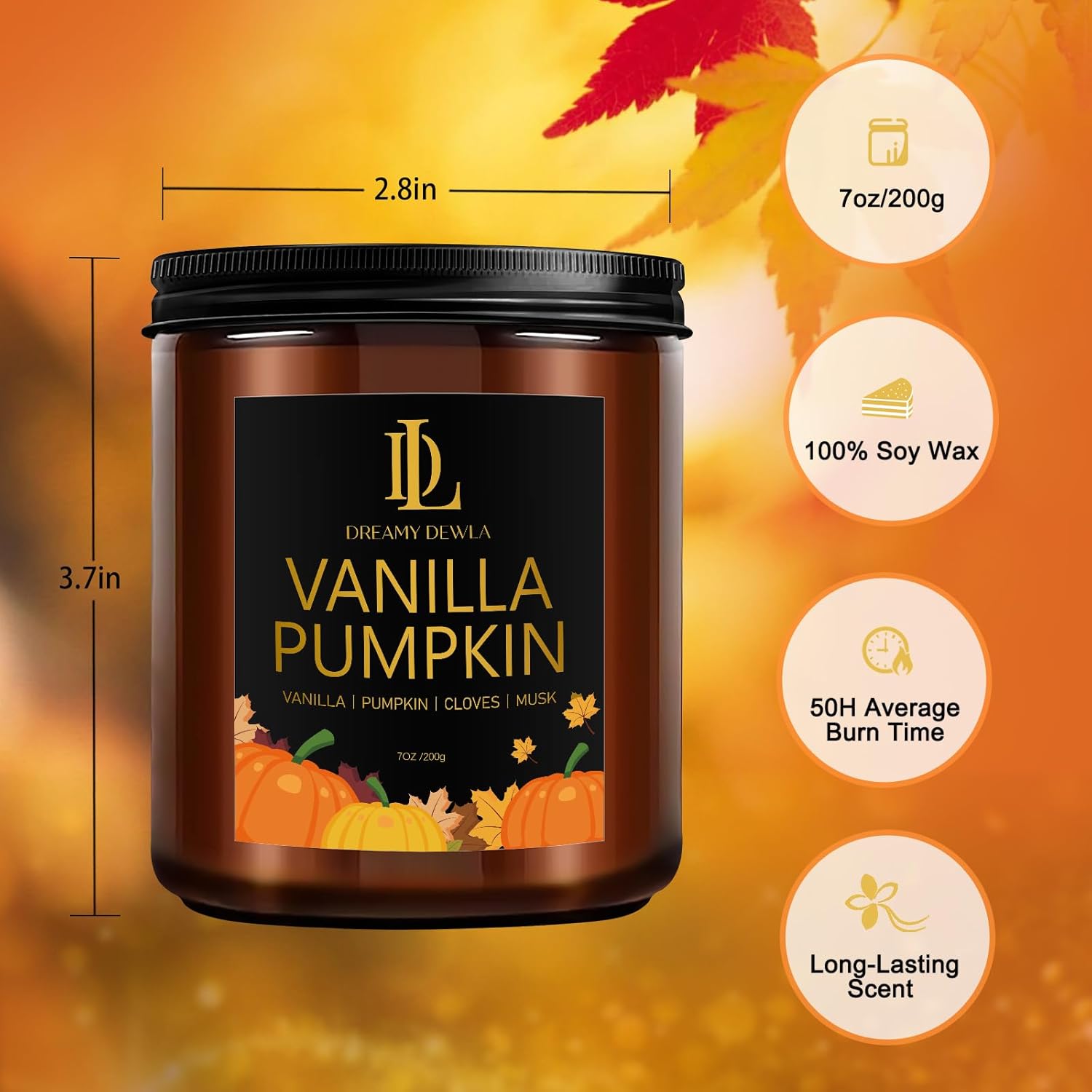Winter Candle Set, Candles for Home Scented, 4 Pack Soy Candle, Holiday Gift for Women Men, Winter Scents of Cinnamon Clove/Vanilla Pumpkin/Apple Pie/Hello Fall - Image 4