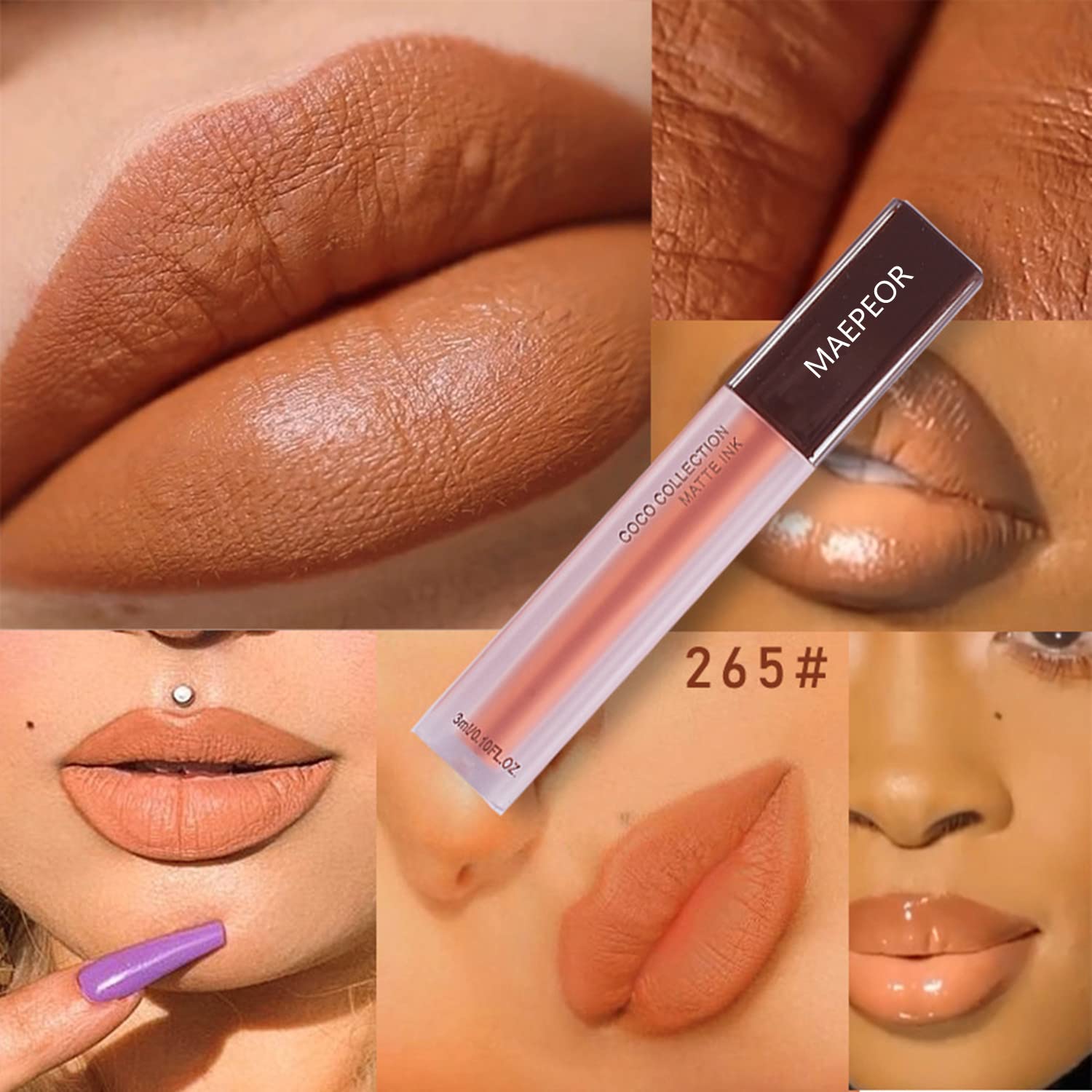 MAEPEOR Matte Liquid Lipstick Set 5 Colors High-pigmented Smooth Creamy Lipstick Long-lasting Non-Stick Cup Not Fade Lip Combo Set for All Skin - Image 4