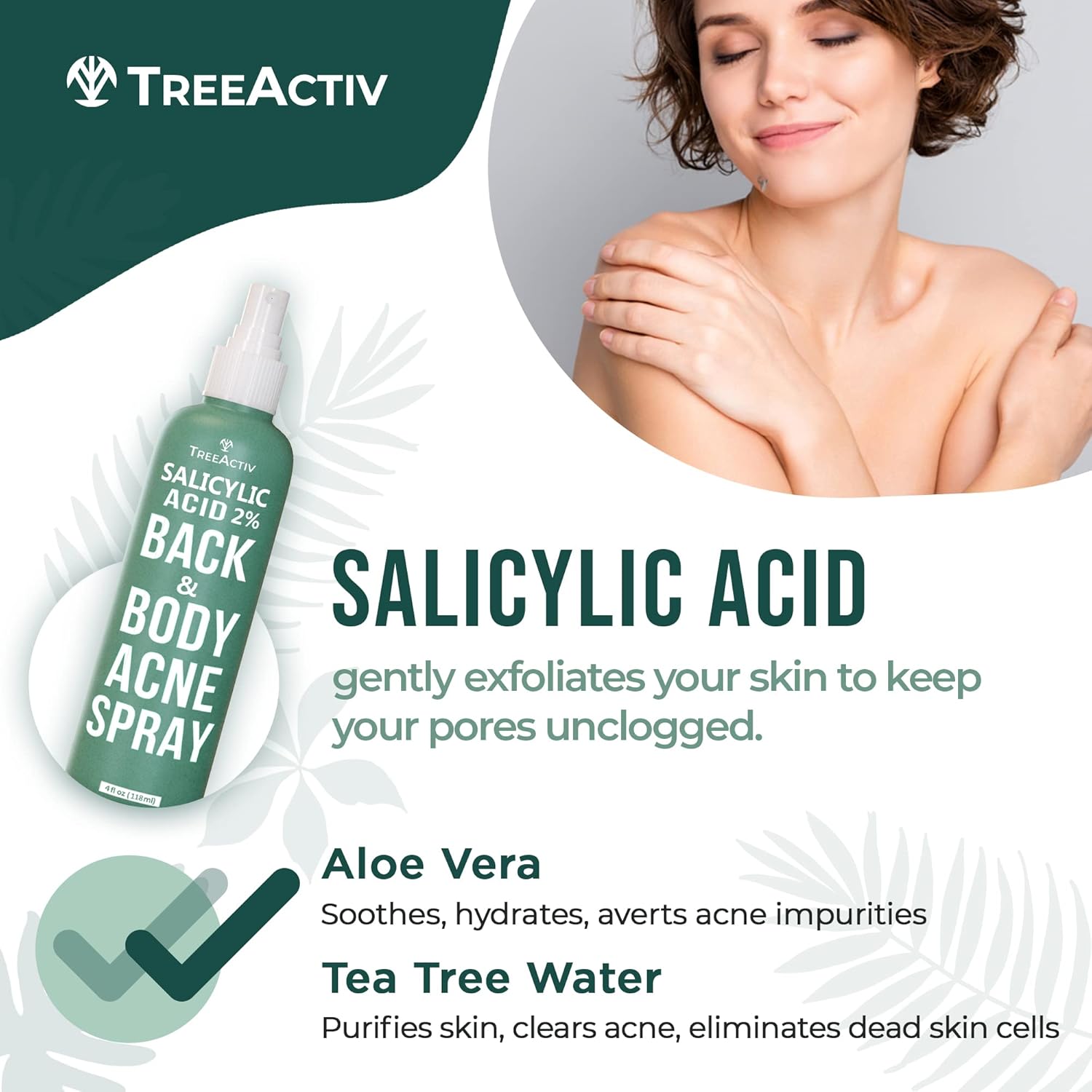 Salicylic Acid and Tea Tree Oil Back and Body Acne Spray, 4 fl oz Bottles, 2-Pack - Image 6