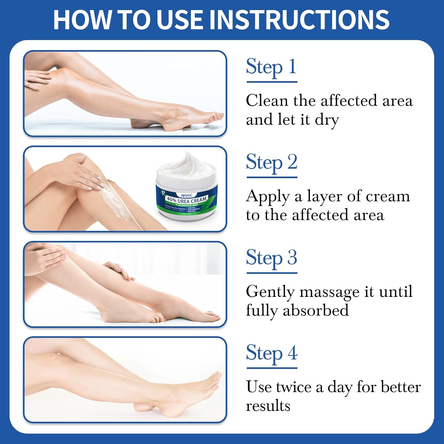 Urea Cream 40 Percent for Feet Maximum Strength, with 2% Salicylic Acid Urea Foot Cream for Dry Cracked Heels and Feet, Tea Tree Oil Foot Cream for Corn and Callus Remover (8.8Oz) - Image 7