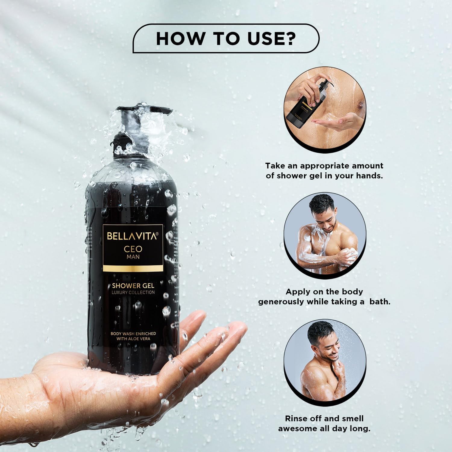 Bella Vita Luxury CEO MAN Body Wash Refreshing Shower Gel for Deep Cleansing, Hydrating & Moisturising Skin with Aloe Vera & Charcoal Powder 500 Ml - Image 6