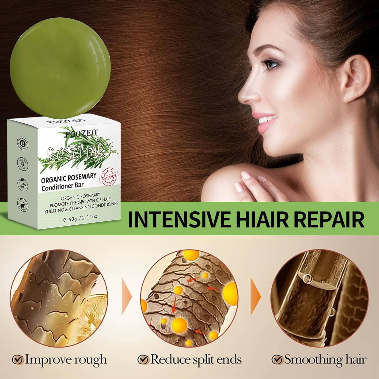 2 Pack Rosemary Shampoo and Conditioner Bar Set for Thinning Hair Growth - Image 3