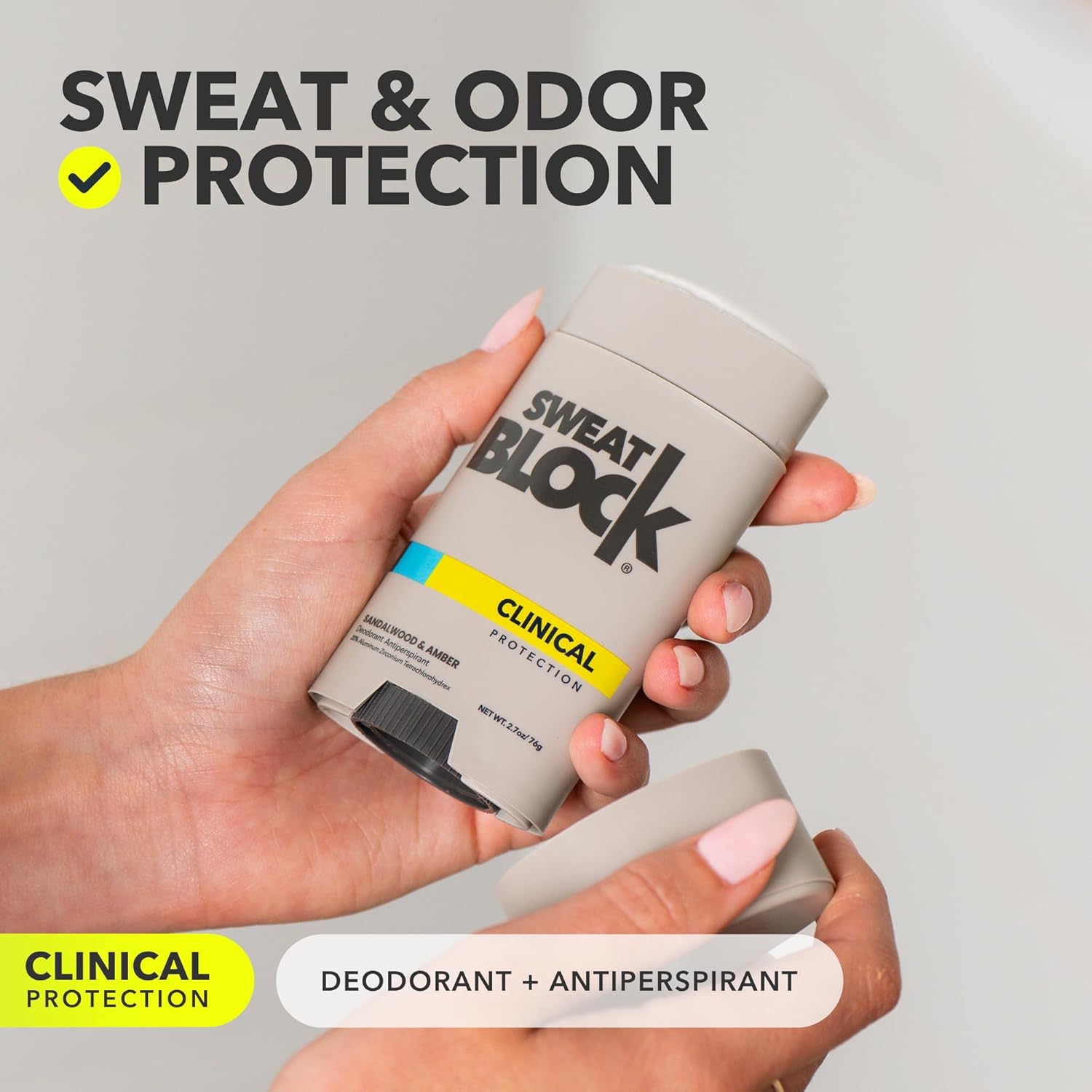 SweatBlock Clinical Strength Deodorant and Antiperspirant for Men and Women Sandalwood & Amber Scent 48 Hour Protection Against Sweat & Odor Ideal for Active Lifestyles and Daily Use - Image 2