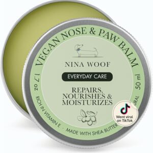 Vegan Dog Paw Balm Dogs & Nose Balm - All-Natural, Rich in Vitamin E Moisturizing Formula with Coconut Oil for Dogs & Shea Butter, Dog Nose Balm, Non-Toxic, Safe to Lick Paw Soother for Dogs