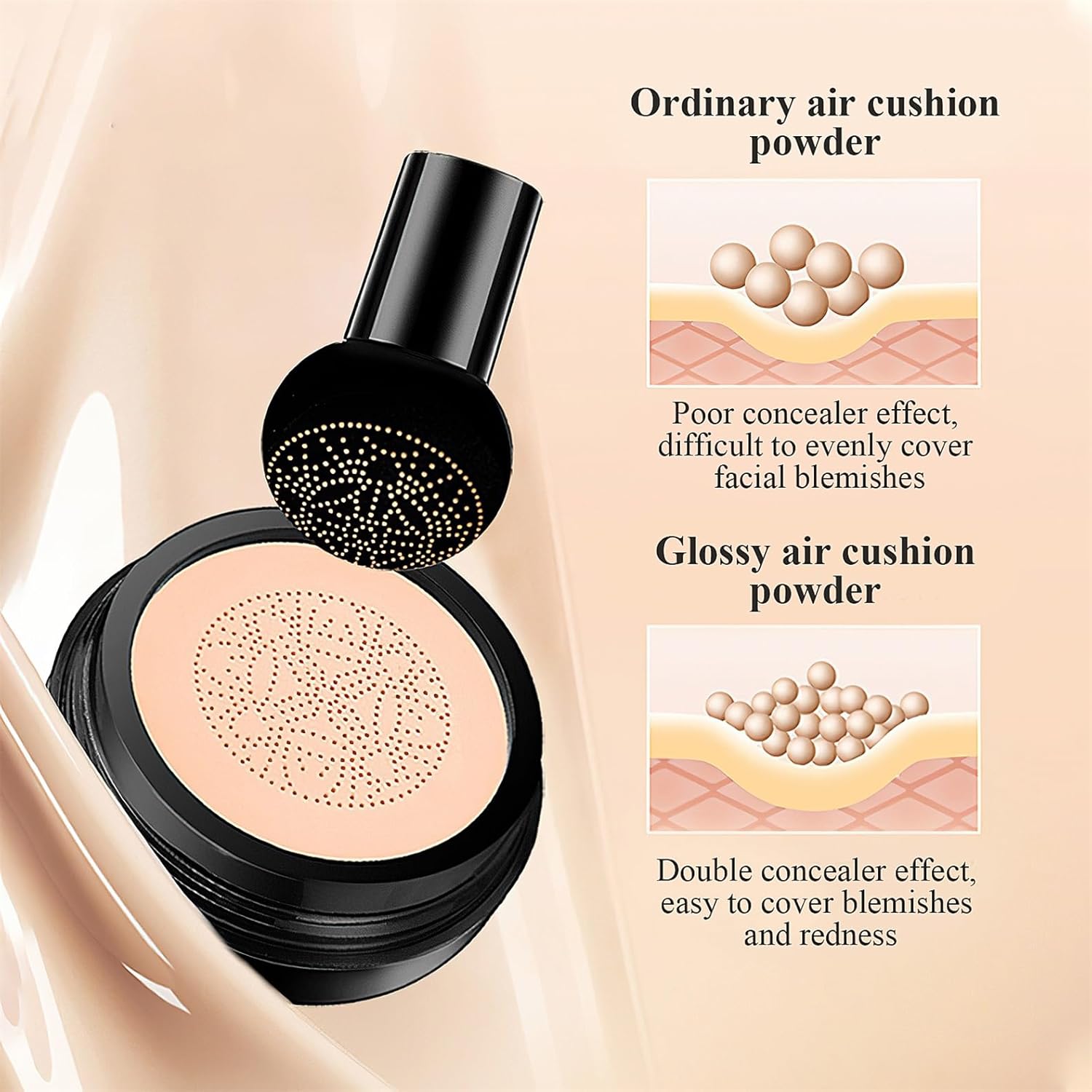 Mushroom Head Air Cushion CC Cream Foundation Full Coverage Moisturizing Concealer 30ml Ivory - Image 8