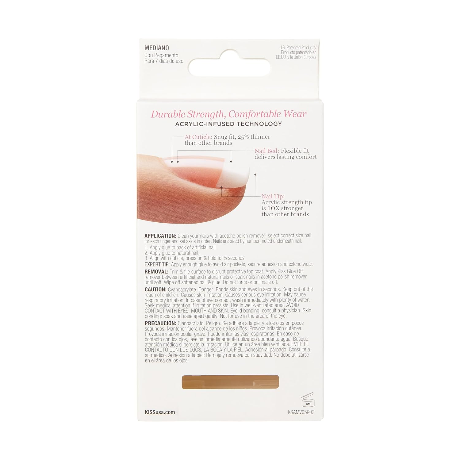 KISS Salon Acrylic French Nail Manicure Set, Medium Length, Square, “Je T'aime”, Nail Kit Includes Pink Gel Nail Glue (Net Wt. 2 g / 0.07oz.), Mini File, Manicure Stick, and 28 Fake Nails - Image 3