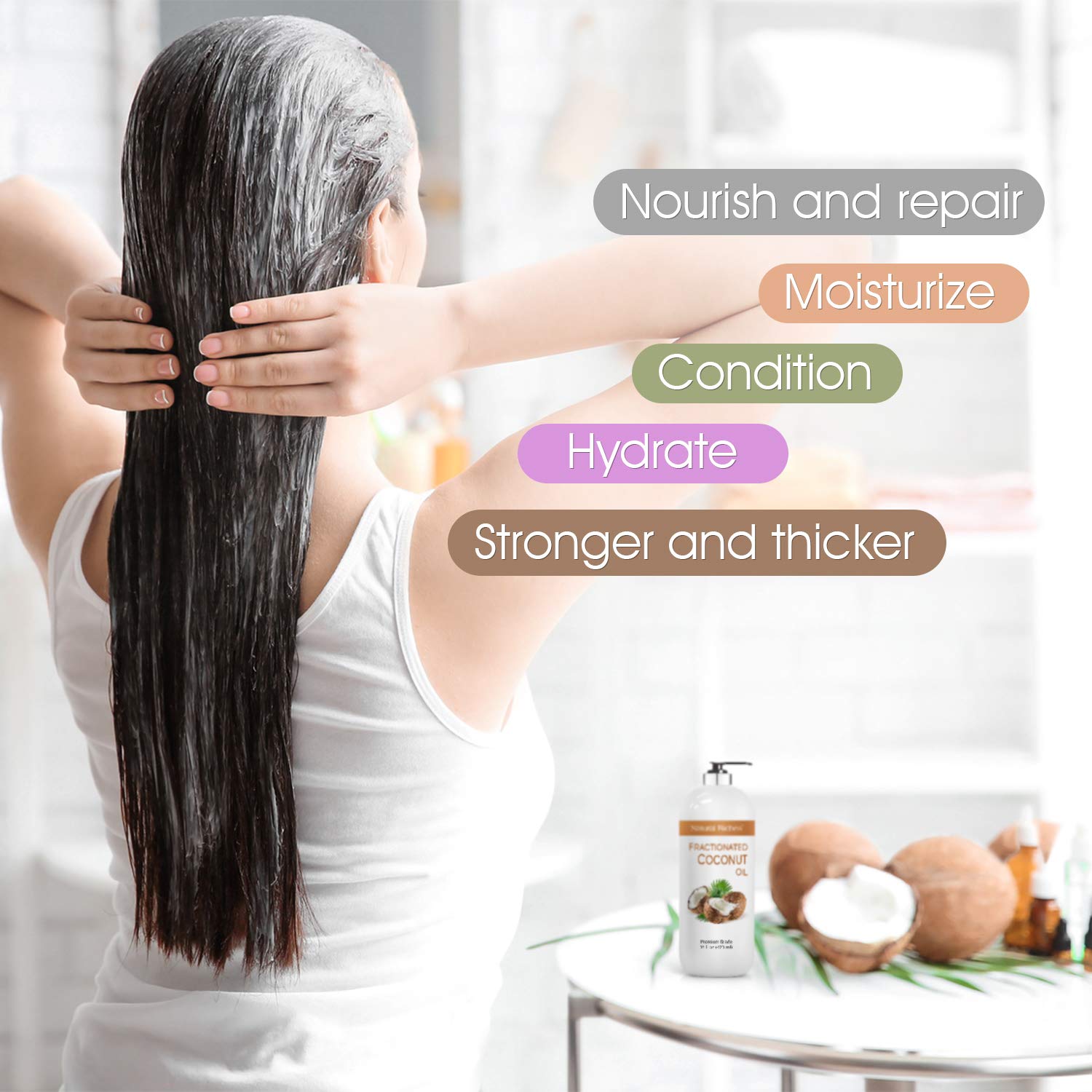 Natural Riches Fractionated Coconut Oil for moisturizing skin. Skin Softener and conditioner Lube Light Nourishing Oil Healthy Skin lip gloss & Hair care - 16 fl oz. - Image 7