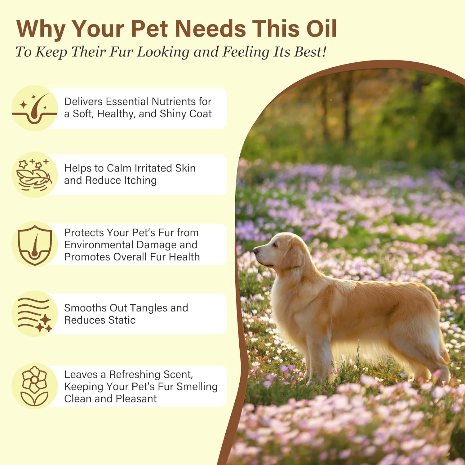 Natural Pet Fur Care Oil Leave-in Conditioner for Dogs and Cats 1.01 fl. oz for Shedding and Shine - Image 6