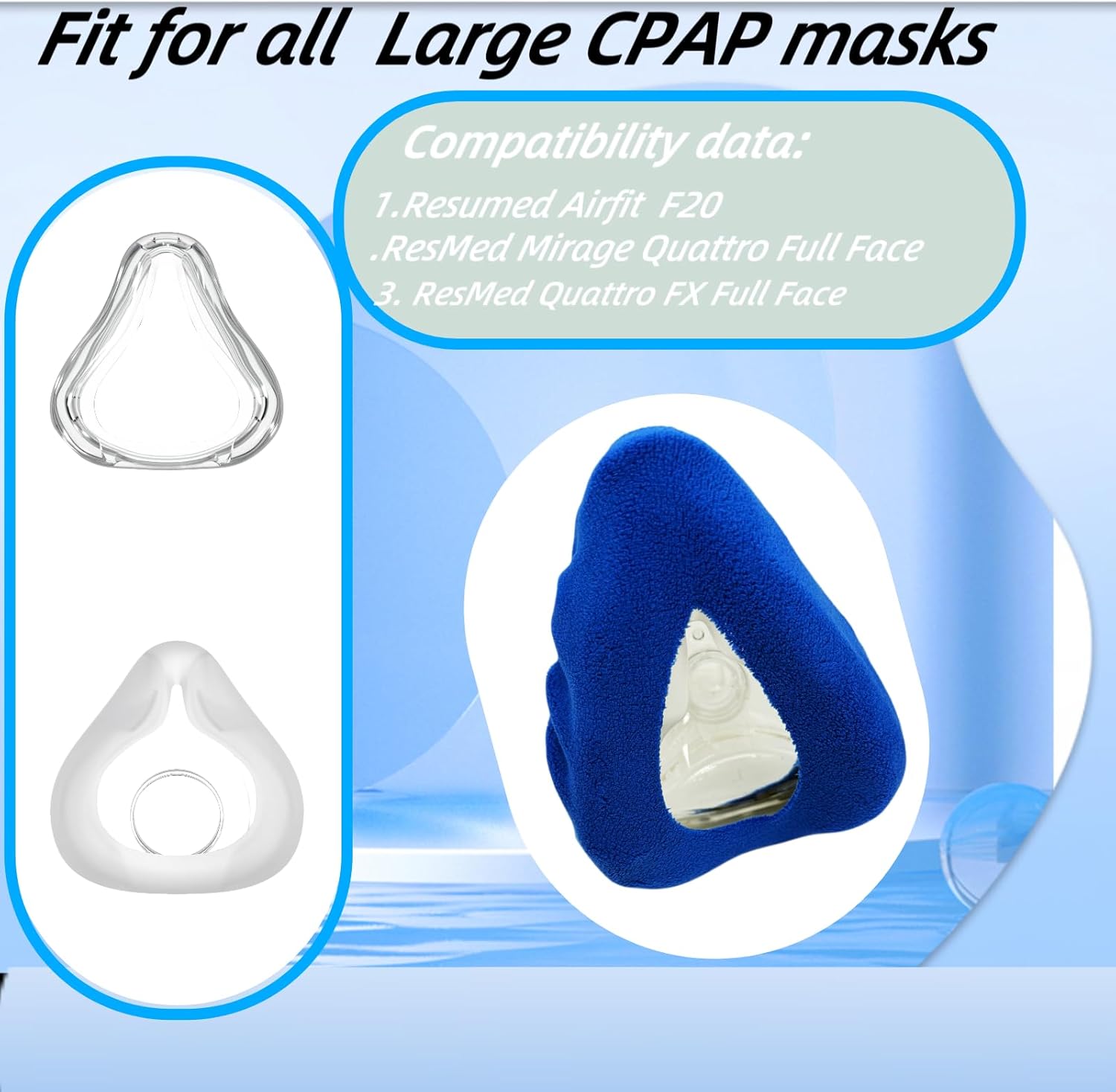 6 Pack Mask Liners Compatible with Large Size CPAP Full Face Mask Comfort Reusable Cushion Mask Covers Absorbs Facial Oils and Moisture Improve The Comfort of Wearing The Mask (Large Size) - Image 5