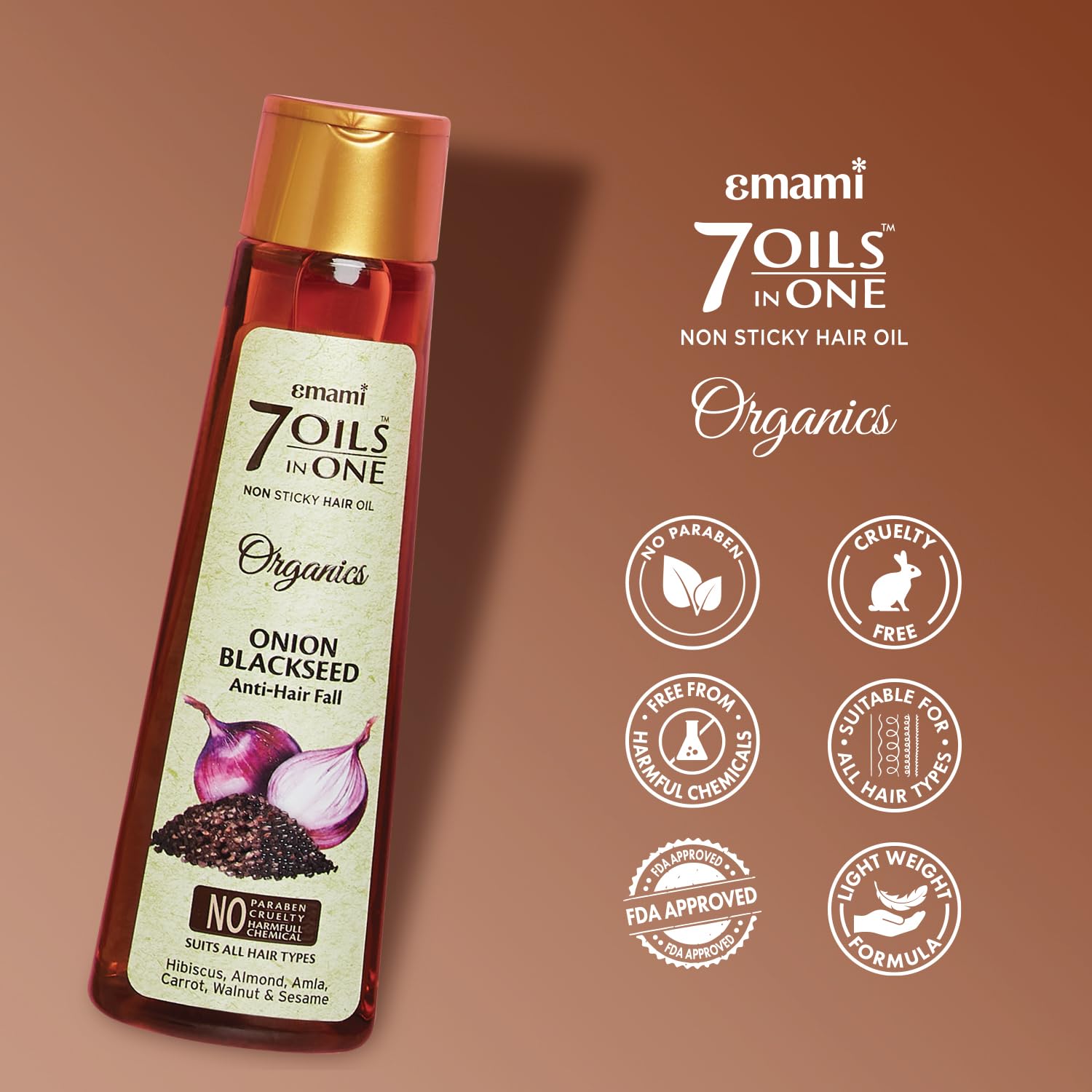 7-in-1 Hair Oil | Onion Blackseed Anti Hairfall Oil | Strengthens Hair Follicles | Fights Hair Loss & Breakage | Provides Thick & Shiny Hairs | 6.76 Fl Oz/200ml - Image 5