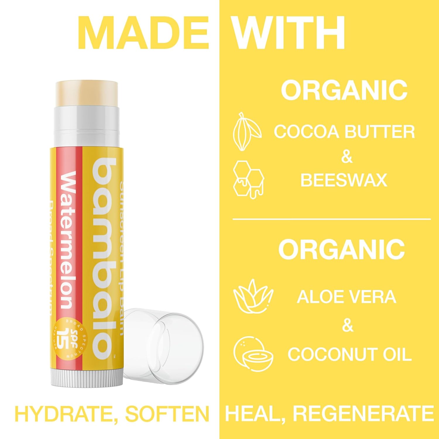 Organic 4-Pack Variety Lip Balm SPF 15 UVA/UVB Hydrating Protection - Image 3