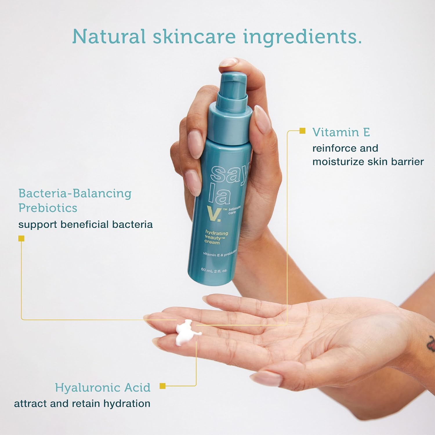 SAY LA V. pH Balanced Hydrating Beauty Cream for Intimate Vulva Moisturizing 2 Fl Oz - Image 3