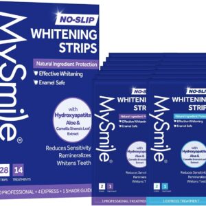 MySmile Teeth Whitening Strips 14 Treatments Kit, Hydroxyapatite-Infuse White Strips, Non-Sensitive Teeth Whitening with Soothing Natural Ingredients, Enamel-Safe, Residue-Free, Non-Slip(28 Count)