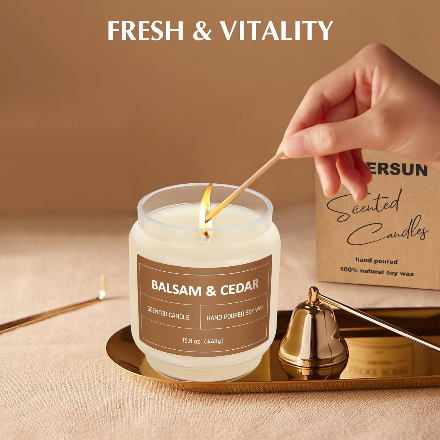 Balsam & Cedar Candle, 15.8oz Large Pine Scented Candles, Jar Candle for Home Scented, Aromatherapy Soy Wax Candle, Teacher Appreciation Gifts, Relaxing Holiday Gifts for Men Women Mother Father - Image 5