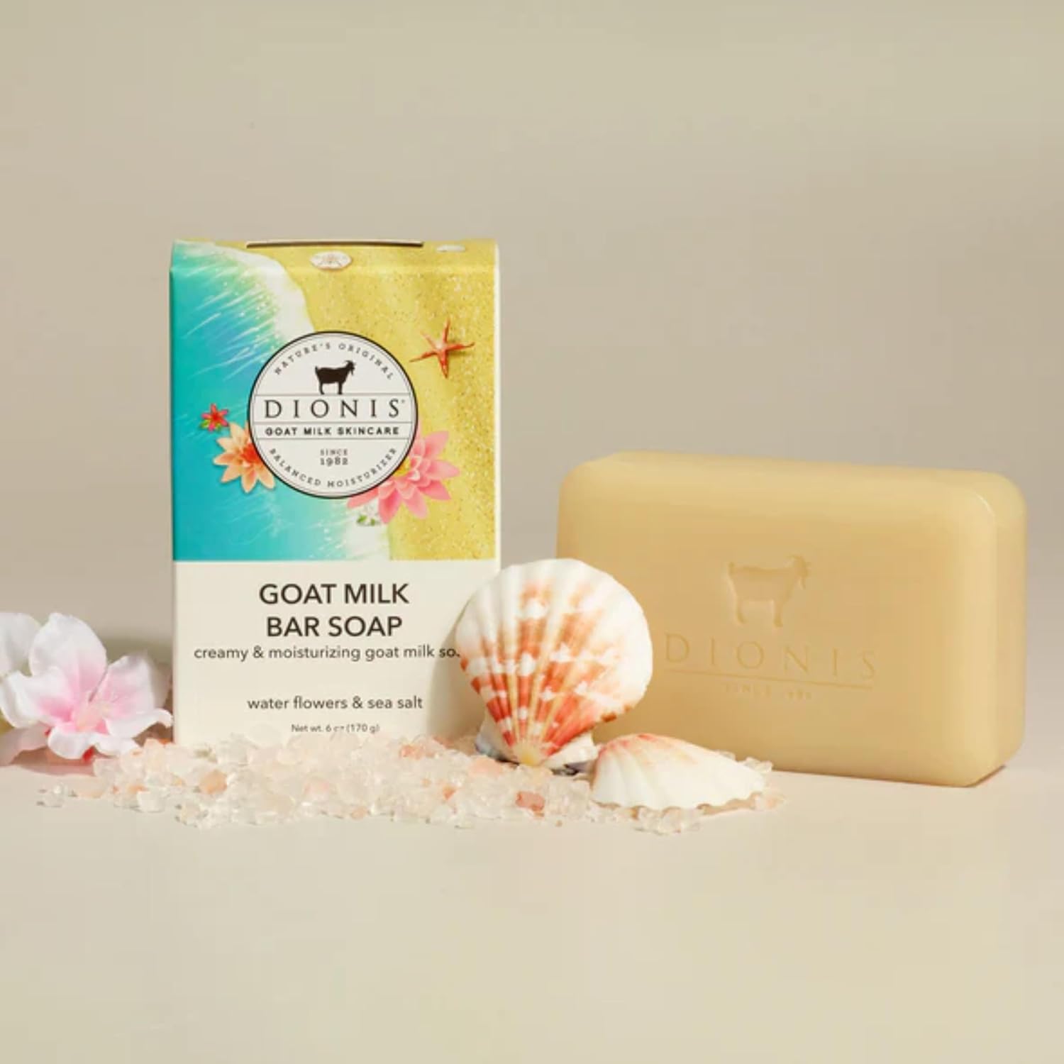Dionis Goat Milk Water Flowers & Sea Salt Scented Hand and Body Soap Bar, Hydrating Moisturizing Wash for Sensitive Skin, Gentle Lasting Hydration, Cruelty Free, Paraben Free, Made in the USA, 6 oz - Image 2