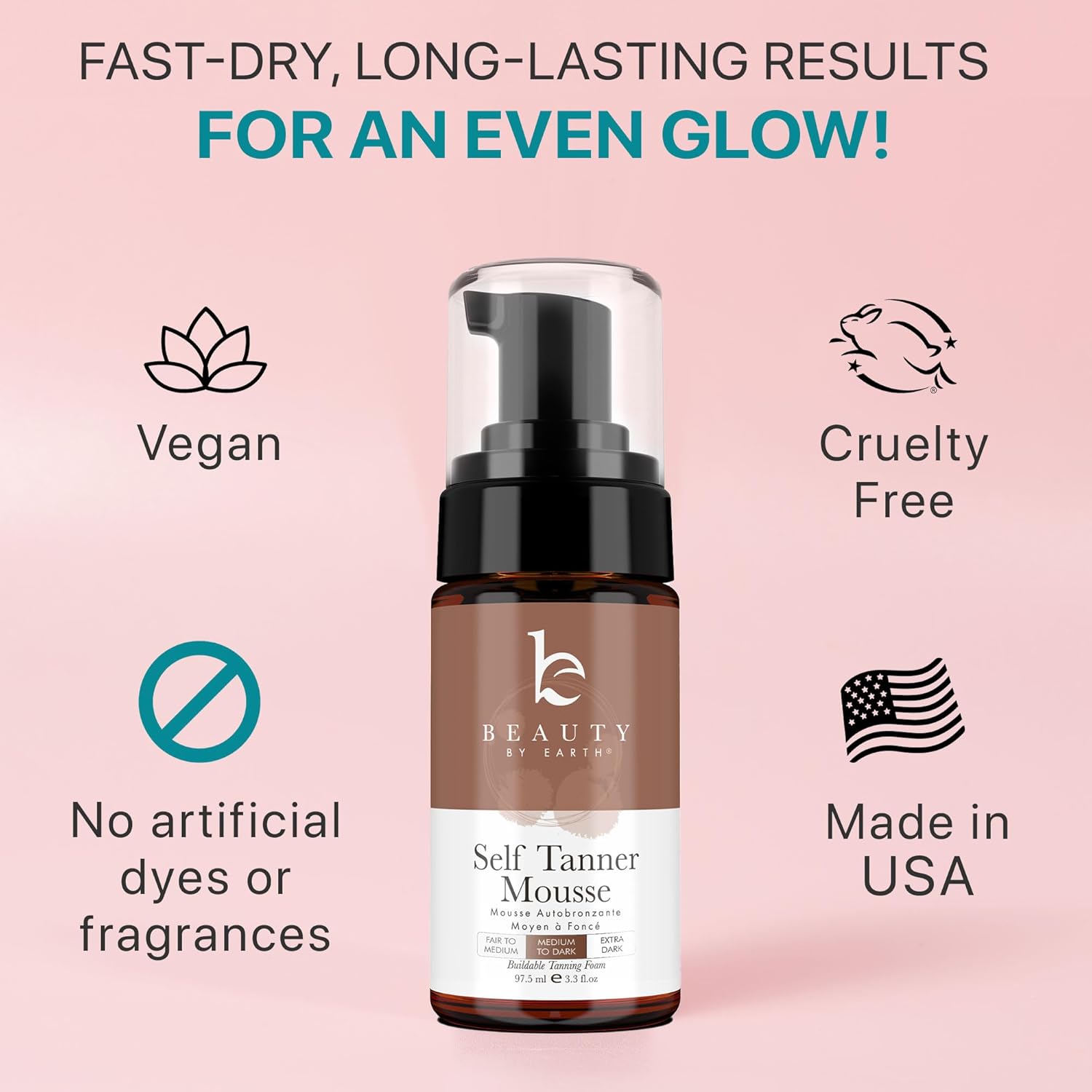 Self Tanner Tanning Mousse Kit - USA Made with Natural & Organic Ingredients, Self Tanner Mousse and Mitt, Tan Kit, Fake Tan Tanning Foam, Medium to Dark, Sunless Tanners Best Sellers - Image 4