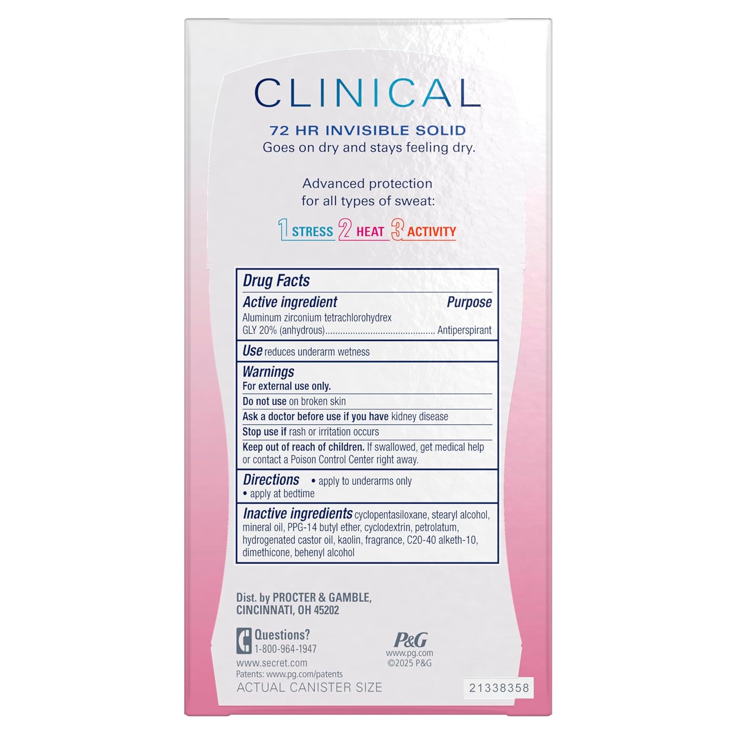 Secret Clinical Strength Antiperspirant Deodorant for Women, 3X Stress Protection, 72hr Sweat & Odor Protection, Pro-Hyaluronic Acid, Invisible Solid, Strawberry Summer Fizz Scent, 1.6 oz - Image 13