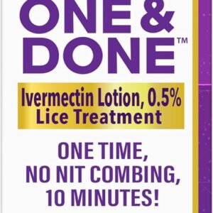 RID One & Done, Just One Application Head Lice Treatment, No Combing Required, Prescription Strength Ivermectin Lotion for Children & Adults, Eliminates Super Lice & Renders Eggs Non Viable