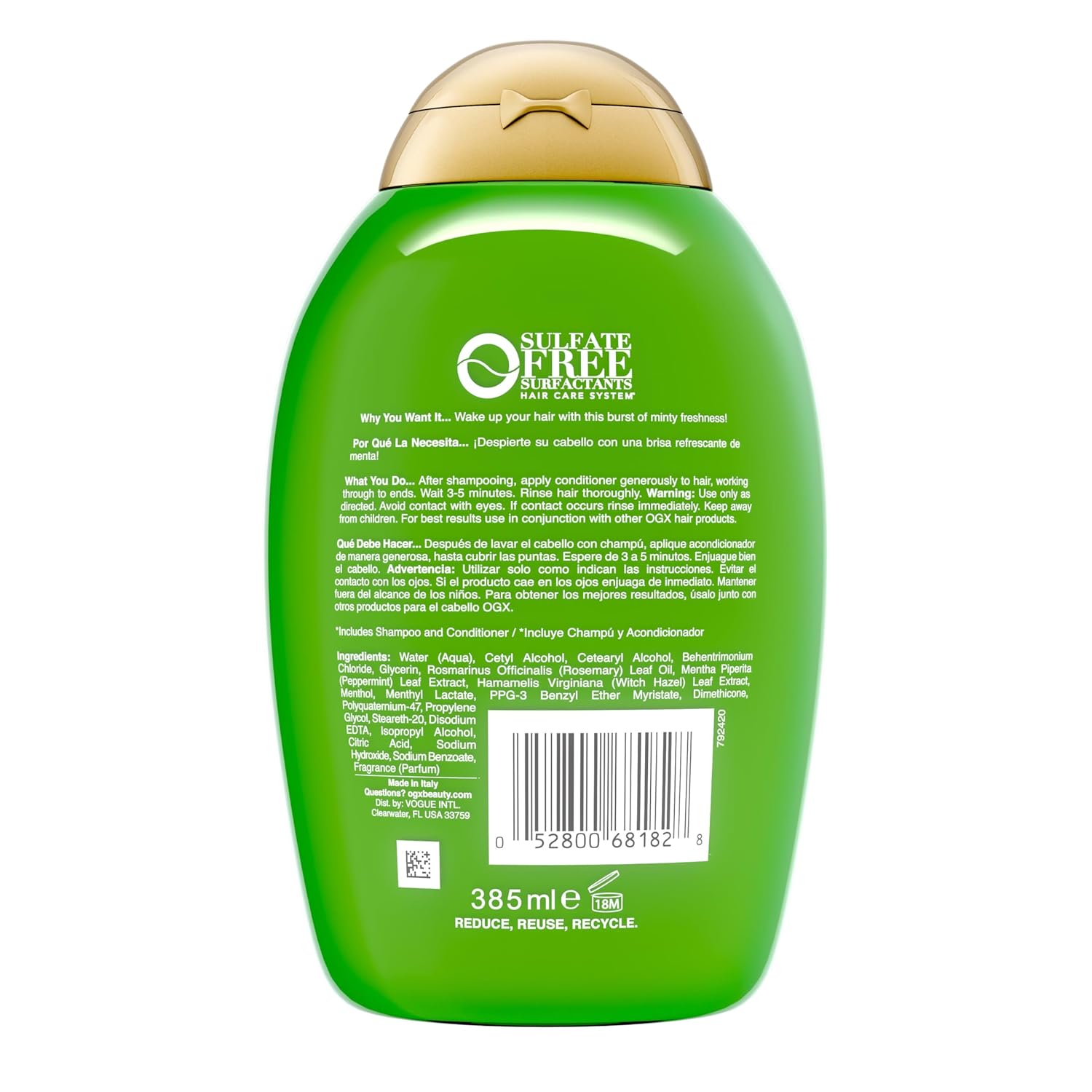 OGX Extra Strength Refreshing Scalp + Rosemary Mint Conditioner, Nourishing Hair Conditioner Infused with Rosemary Mint for Shiny, Healthy-Looking Hair, Sulfate-Free Surfactants, 13 fl. Oz - Image 8