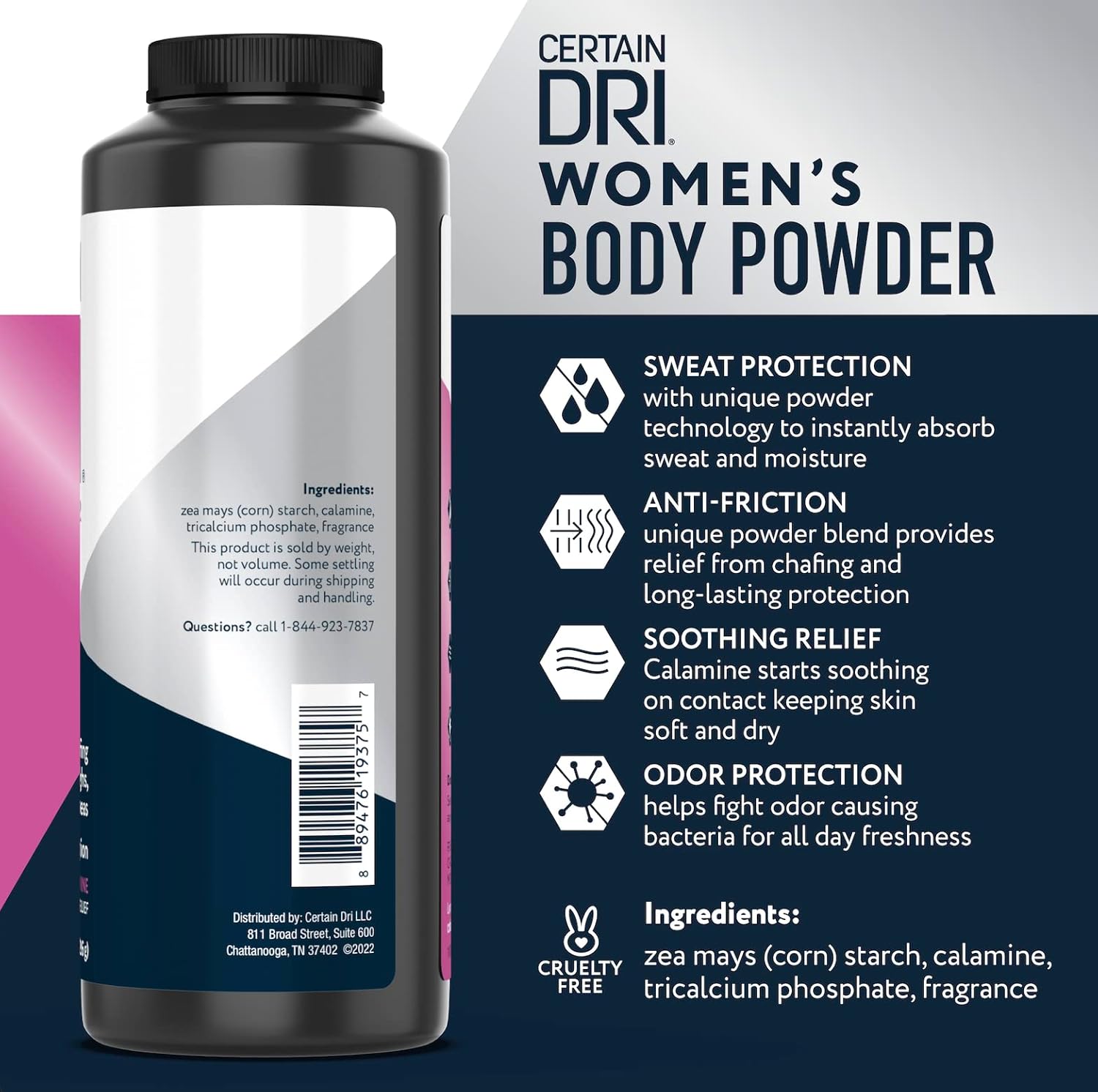 Certain Dri Talc-Free Women's Body Powder 8 oz Calamine Scent Maximum Sweat Absorption - Image 2