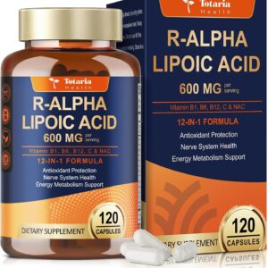 R Alpha Lipoic Acid 600mg - ALA Supplement Capsules for Neuropathy Support Supplement Antioxidant, Nerve Health, Liver Detox, Metabolism and Cell Energy, Anti-Aging, Non-GMO, Gluten Free, Vegan Safe