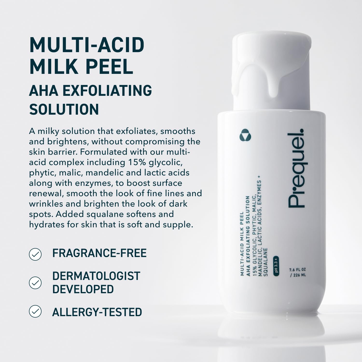 Skin Multi-Acid Milk Peel, Professional Exfoliating Solution. 15% Glycolic Acid Face Peel with Lactic Acid and Enzymes. Hydrating Chemical Exfoliant. Clinical Strength Formula, 7.6oz Bottle. - Image 2