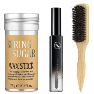 Hair Wax Stick Set for Flyaways Slick Back – Includes Wax Stick for Hair, Slick Back Hair Brush, Hair Finishing Stick – Hair Styling Products for Women, Taming Frizz & Creating Sleek Styles