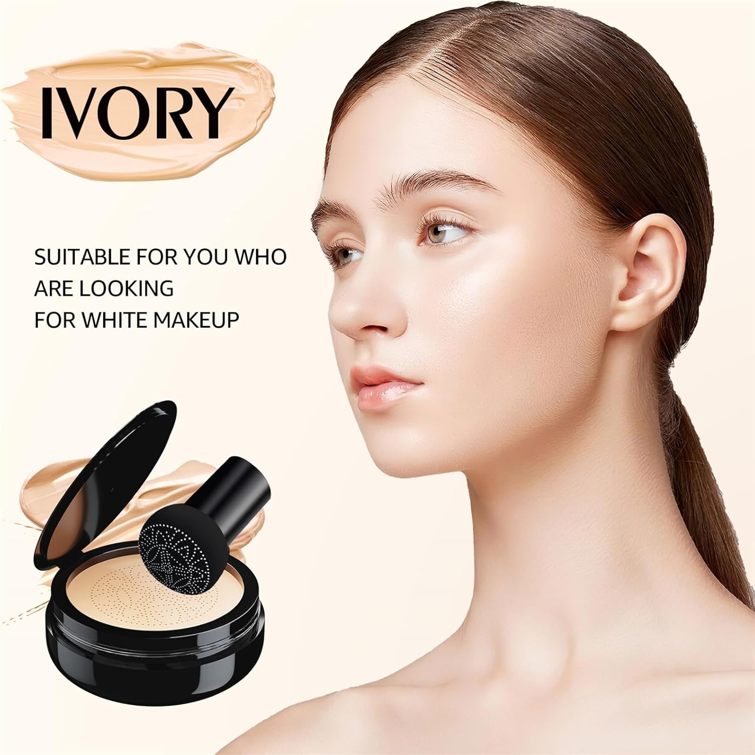 Mushroom Head Air Cushion CC Cream Foundation Full Coverage Moisturizing Concealer 30ml Ivory - Image 3