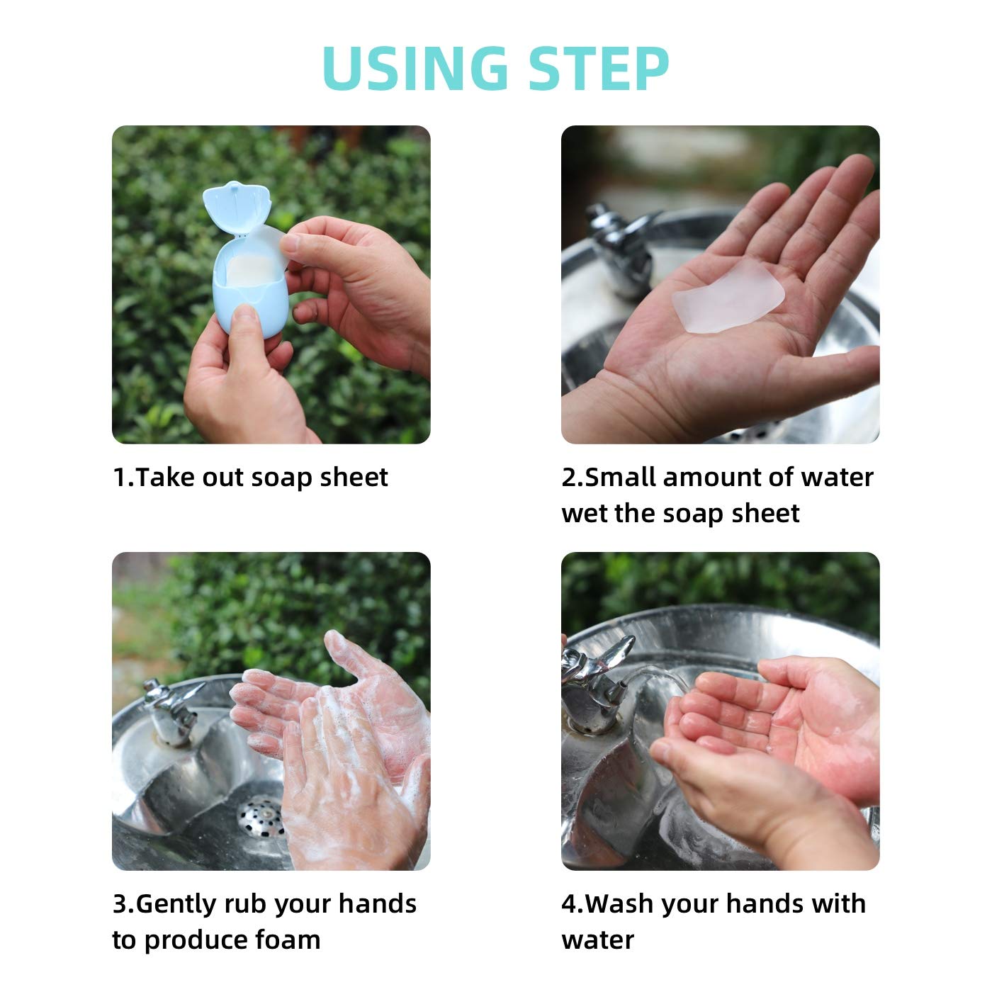 6 Boxes (300 Sheets) Mini Portable Disposable Travel Paper Soap Sheets Foaming Hand Washing Bath Scented hand soap for Indoor, Outdoor, Travel, Camping Hiking - Image 6