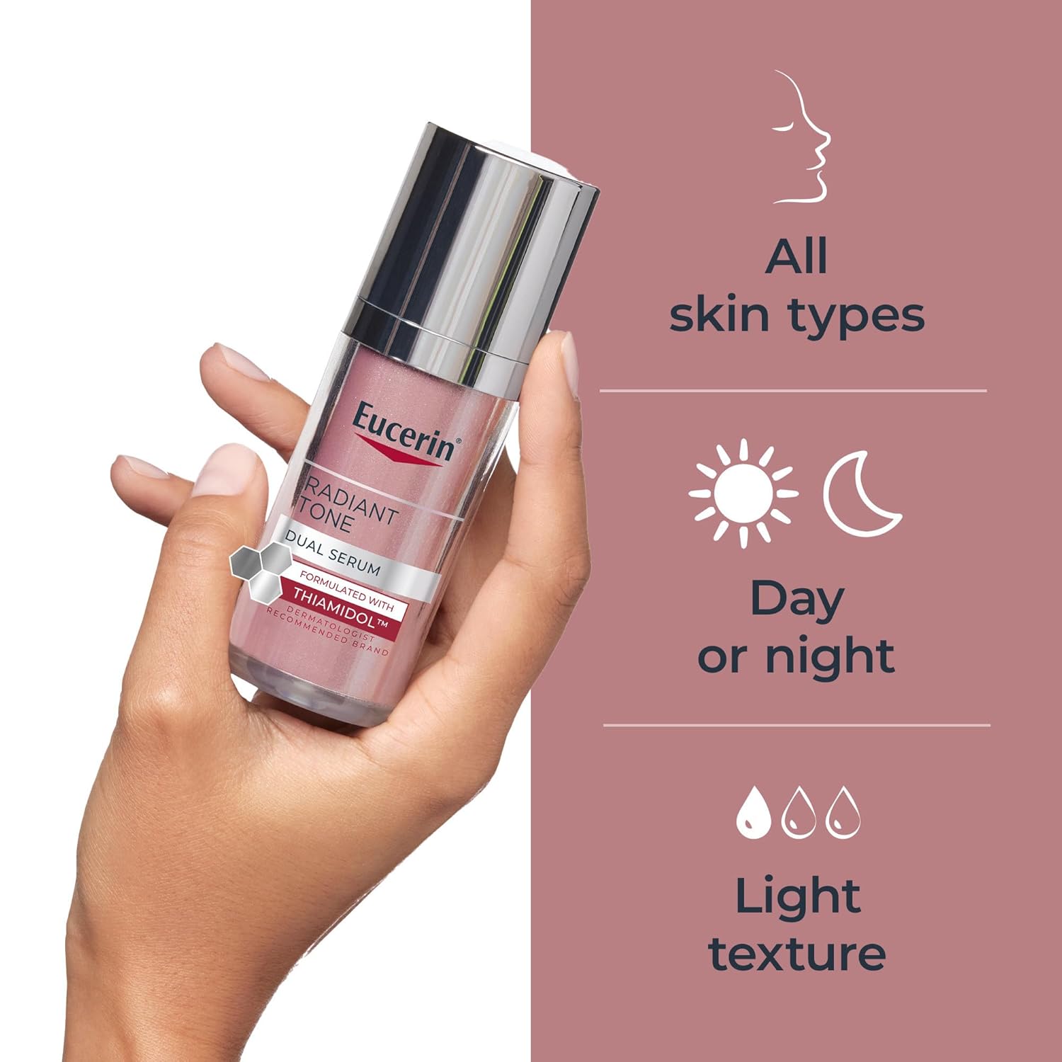Eucerin Radiant Tone Dual Serum Dark Spot Corrector, Dark Spot Serum with Thiamidol and Hyaluronic Acid, Helps Visibly Reduce the Look of Persistent Dark Spots, 1 Fl Oz Bottle - Image 7