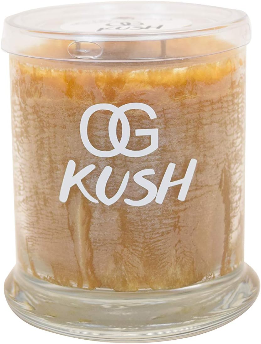 OG Kush Scented Candle (Medium) - Spicy Patchouli, Lemongrass, Orange and Pine - Natural Ingredients - Long Lasting - Revitalizing Aroma - Hemp Wick Candle - Safe and Clean Burning - Image 2