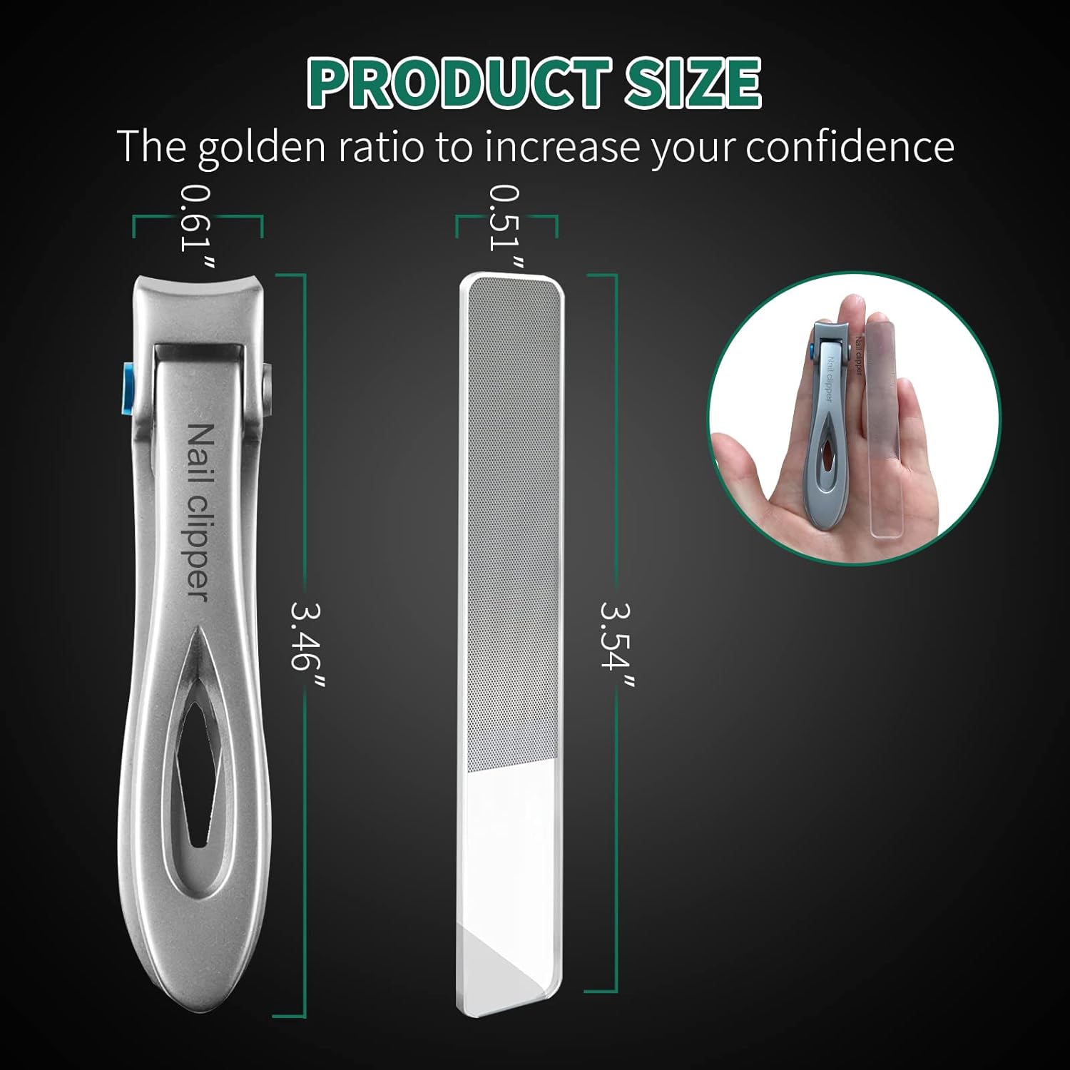 SZHLUX Ultra Wide Jaw Opening Nail Clipper Set for Thick Nails Men Women Silver Large - Image 4