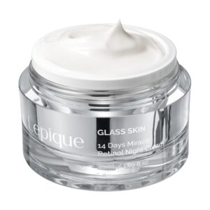 GLASS SKIN 14Days Miracle Retinol Night Cream 1.69oz - Korean Skincare Retinol for Face and Neck - Collagen, Centella - Anti aging Skin Cream, Moisturizer Face Cream (Unscented, with Spatula)
